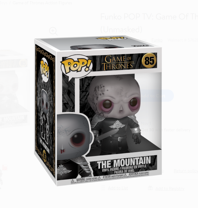 Best Buy: Funko POP! TV: Game of Thrones The Mountain (Unmasked) 45337