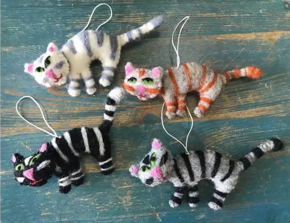 Kitty Cat Hand-Felted Wool Ornament Handcrafted in Nepal