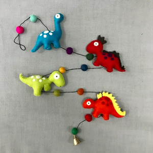 Dinosaur Felted Wool Garland Handcrafted in Nepal