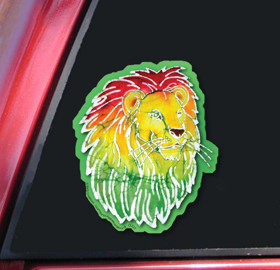 Batik Rasta Lion Roots Reggae Decal Sticker - Sunnyside Gift Shop