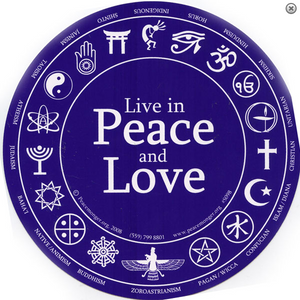 Live in Peace and Love Interfaith Bumper Sticker