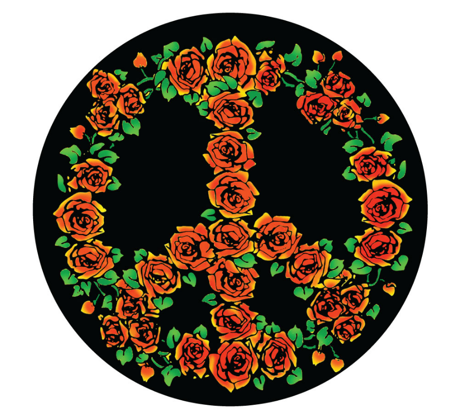 Rose Peace Symbol Color Bumper Sticker