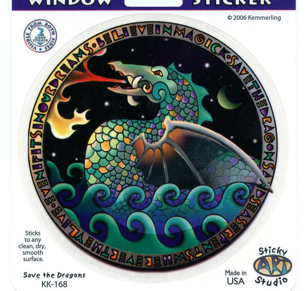 Stained Glass Dragon Art Decal Window Sticker