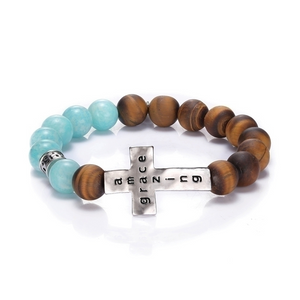 Amazing Grace Cross Gemstones Bracelet