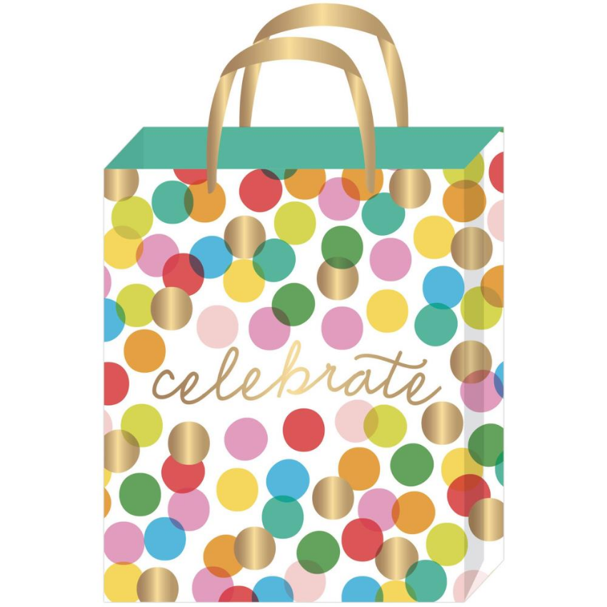 Celebrate Gold Foil Accent Dot Medium Gift Bag