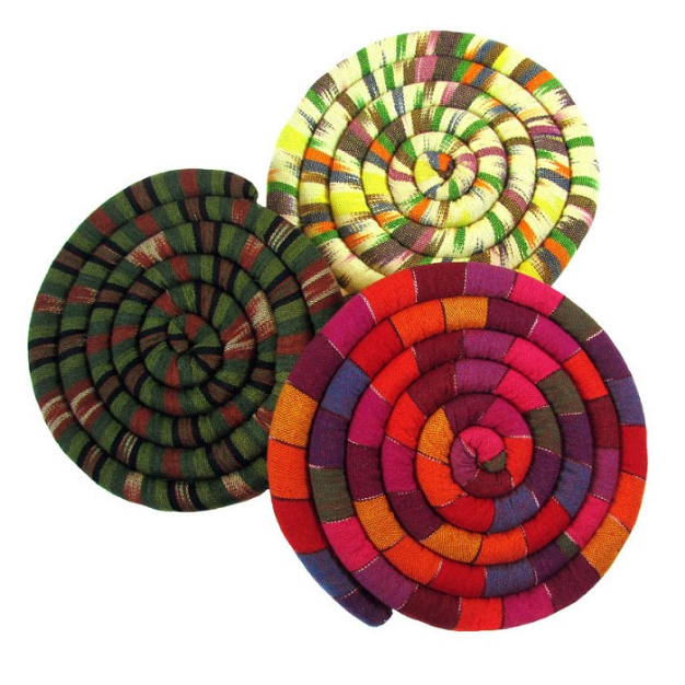 Handwoven Spiral Spiced Heatable Trivet (7.5") Handcrafted in Guatemala