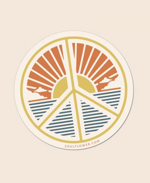 Peace Symbol Ocean Sunshine Scene Sticker