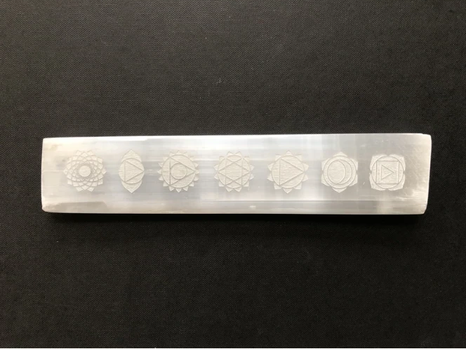 Selenite Chakras Laser Engraved Charging Platform