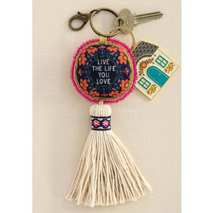 Live the Life You Love Mantra Beaded Tassel Keychain