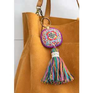 Make A Difference Mantra Beaded Tassel Keychain
