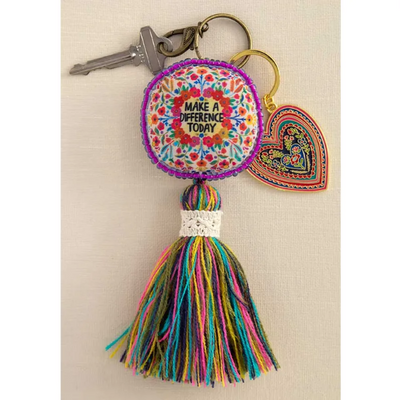Make A Difference Mantra Beaded Tassel Keychain - Sunnyside Gift Shop