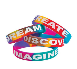Inspirational Sayings Bright Watercolor Rubber Bracelets