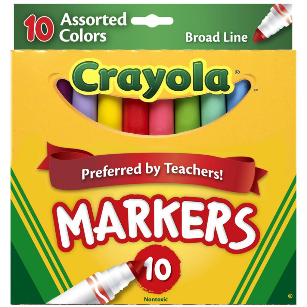 10 count Crayola Broad Line Markers Assorted Colors