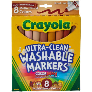 8 count Crayola Ultra-Clean Color Max Broad Line Washable Markers Multicultural Colors