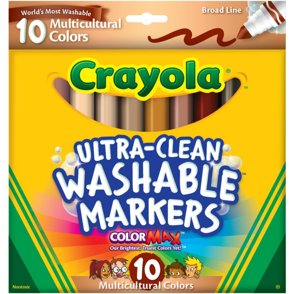 10 count Crayola Ultra-Clean Max Broad Line Washable Markers Multicultural Colors