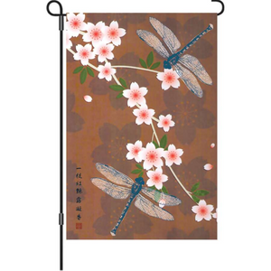 Dragonflies and Cherry Blossoms Meditation 12" Garden Flag