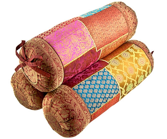 Patch Work Bolster Yoga Meditation Cushion - 15"L, 5.5"D