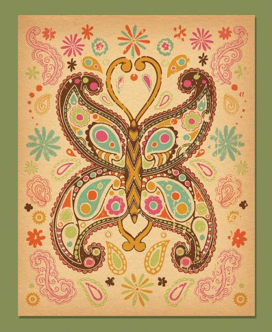 Paisley Butterfly Boho Art Print by Soul Flower