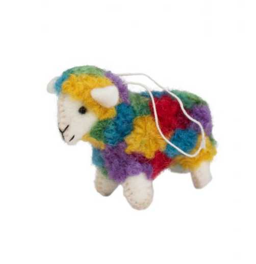 Colorful Sheep Ornament Handcrafted in Nepal