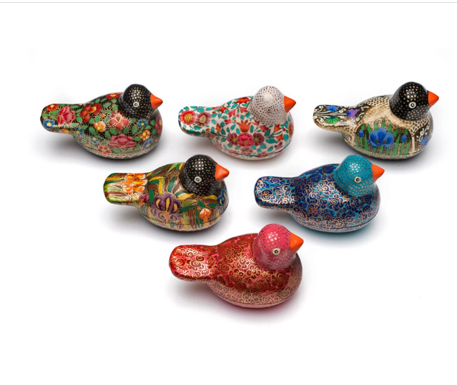Paradise Handpainted Parakeet Box Handcrafted in India ~ Assorted Colors