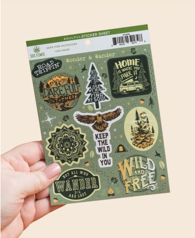 Wonder & Wander, Wild & Free Sticker Sheet - Sunnyside Gift Shop