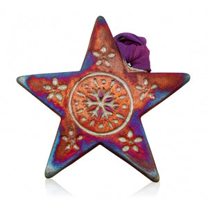 Star Holiday Ornament from Raku Pottery
