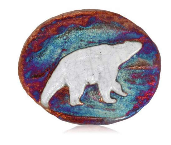 Bear Medallion Magnet from Raku Pottery