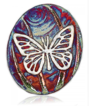 Butterfly Medallion Magnet from Raku Pottery