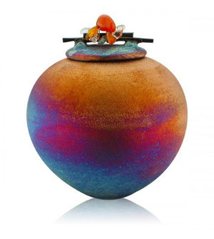 Dreamcatcher Jar with Gemstone Lid from Raku Pottery