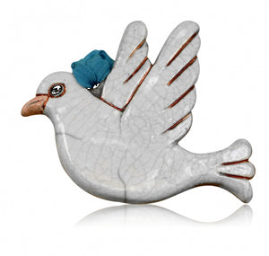 Dove Holiday Ornament from Raku Pottery