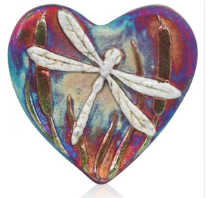 Dragonfly Blessed Heart from Raku Pottery