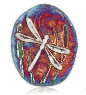 Dragonfly Medallion Magnet from Raku Pottery