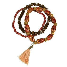 Wooden Bracelets Set with Tassel Handcrafted in Guatemala