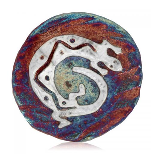 Gecko Medallion Magnet from Raku Pottery