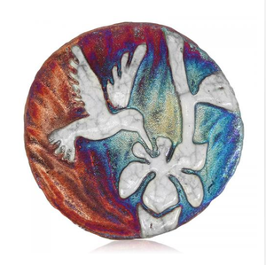 Hummingbird Medallion Magnet from Raku Pottery