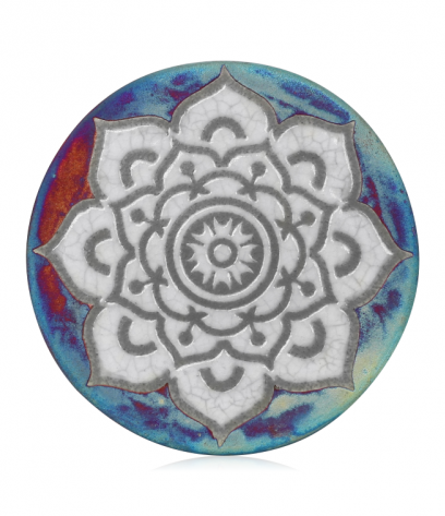 Mandala Coasters Set from Raku Pottery