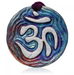 Om Medallion Ornament from Raku Pottery