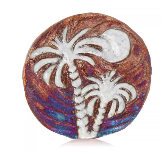 Palm Tree Medallion Magnet from Raku Pottery