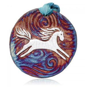 Pony Medallion Ornament from Raku Pottery