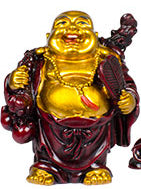 2" Gold & Red Buddha Figurines (Safe Travels, Prosperity, Love, Spiritual Journey, Happy Home, and Long Life)