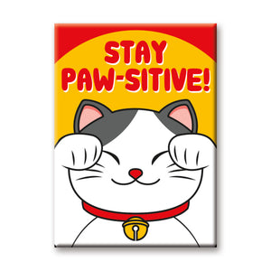 Stay Paw-Sitive Lucky Cat Flat Magnet