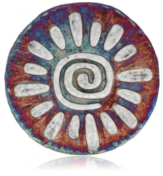 Sun Medallion Magnet from Raku Pottery