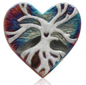 Tree of Life Blessed Heart from Raku Pottery