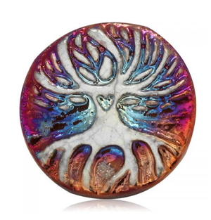 Tree of Life Medallion Magnet from Raku Pottery