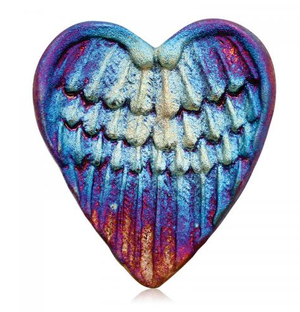 Angel Wings Blessed Heart from Raku Pottery